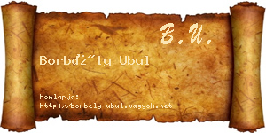 Borbély Ubul névjegykártya